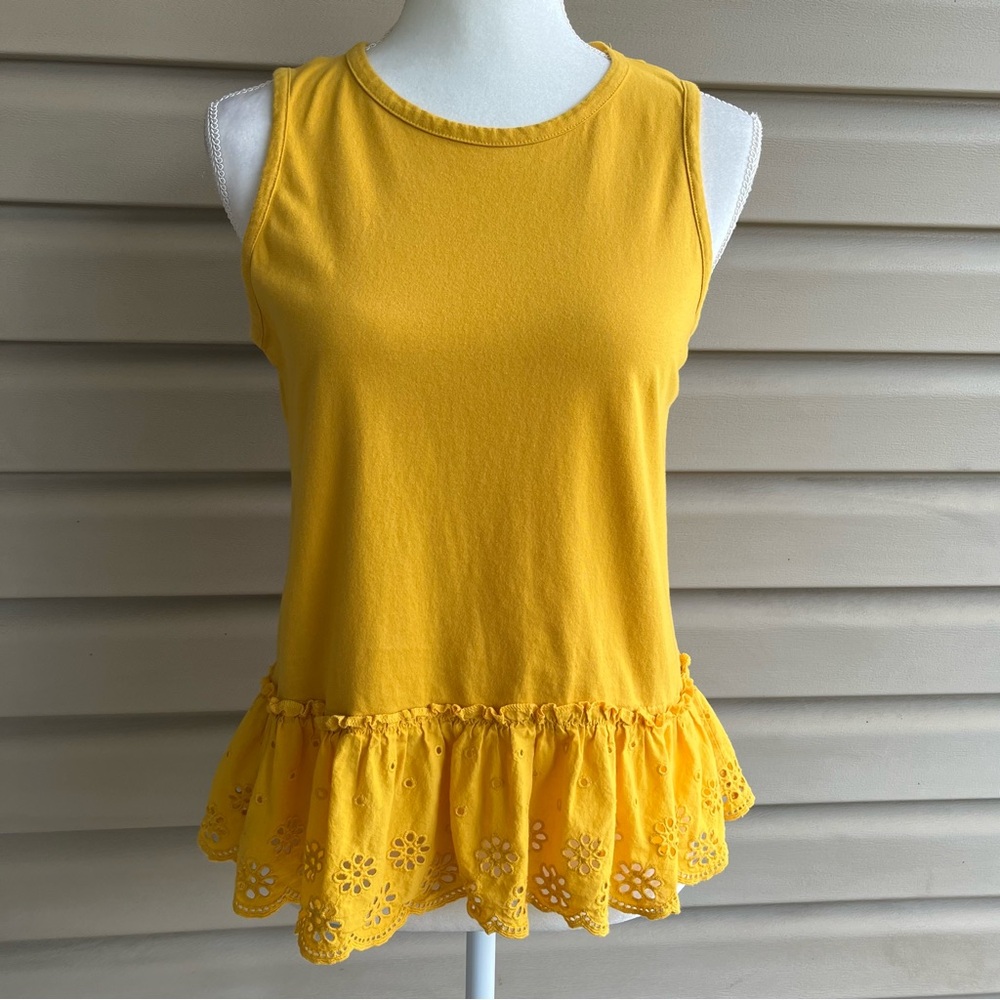 •J.Crew• Eyelet Peplum Sleeveless Knit Top - Size Small - Picture 1 of 7